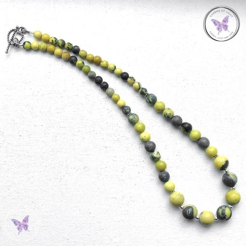 Yellow Turquoise Healing Necklace with Silver Toggle Clasp